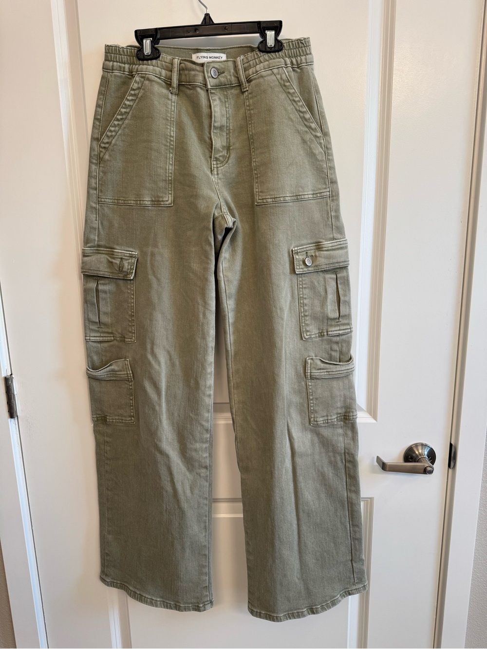 Flying Monkey Olive Green Wide Leg Cargo Pants